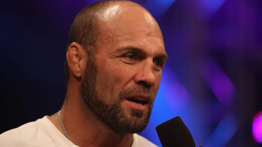 Randy Couture speaks with the media during the Strikeforce Challengers Main Card bout at Dodge Theater on August 13, 2010. (Source: Christian Petersen/Getty Images)