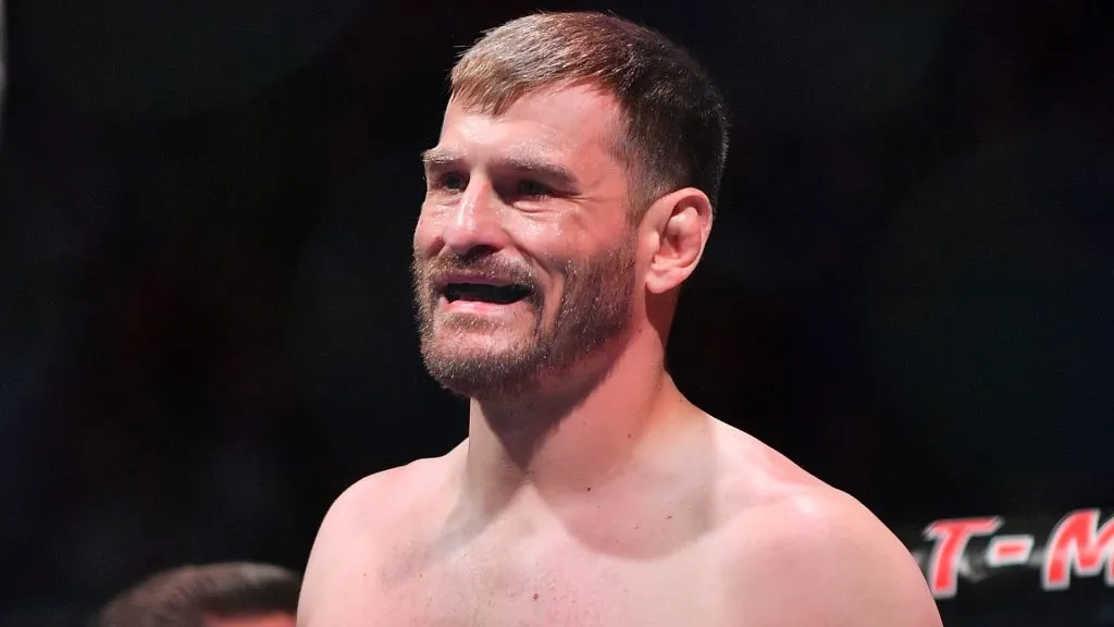 Stipe Miocic stands in the octagon before his heavyweight championship fight against Daniel Cormier at T-Mobile Arena on July 7, 2018. (Source: Sam Wasson/Getty Images)