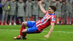 Julian Alvarez of Atletico de Madrid scores the team's second penalty in the penalty shoot out against Real Madrid, which is later ruled out following a VAR Review due to an improper kick.