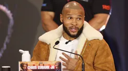 Chris Eubank Jr speaks to the media during a press conference ahead of the Middleweight fight between Chris Eubank Jr and Conor Benn as part of Fatal Fury: City of the Wolves at Tottenham Hotspur Stadium on February 27, 2025 in London, England.