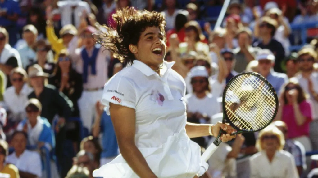 Sabitini celebrates winning the 1990 US Open (Rick Stewart/ Getty Images)