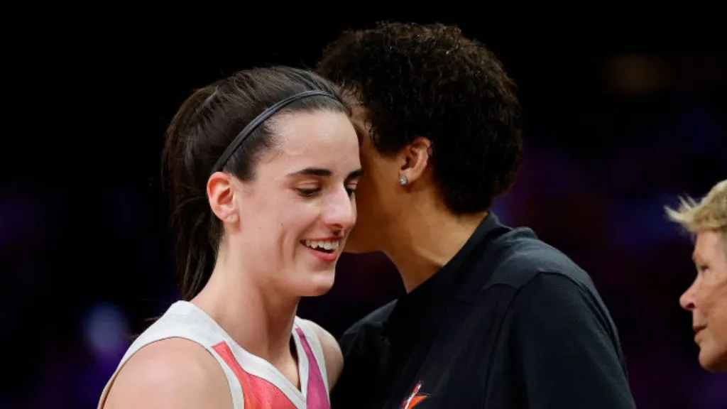 Caitlin Clark and Cheryl Miller during the WNBA All-Star Game (Alex Slitz/Getty Images)