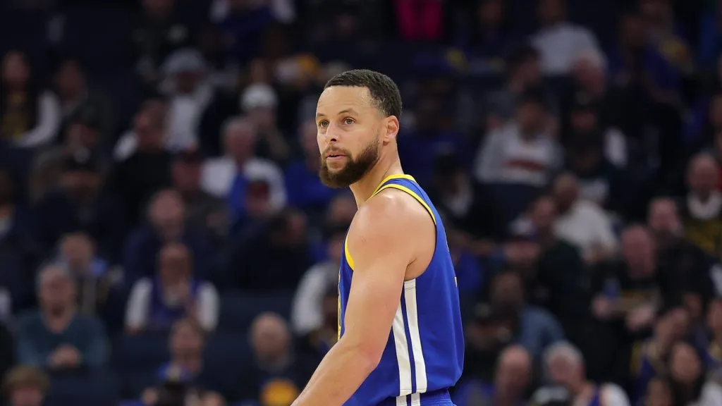 Stephen Curry #30 of the Golden State Warriors stands on the court during the first half of their game against the Portland Trail Blazers