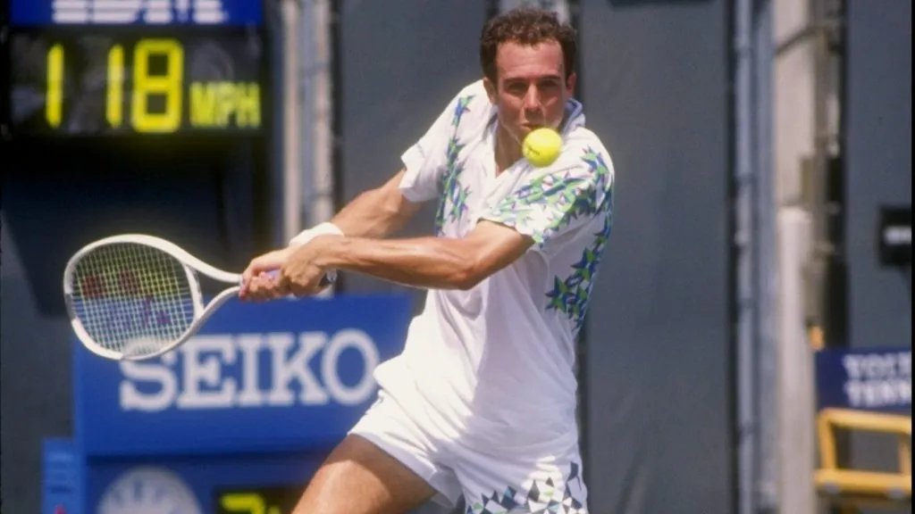 Jeff Tarango in action on the court during the Volvo Tennis tournament in 1992. (Getty Images)