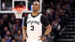 Chris Paul #3 of the San Antonio Spurs stands on the court during their game against the Sacramento Kings at Golden 1 Center on March 07, 2025 in Sacramento, California.