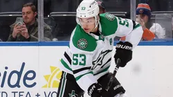 Wyatt Johnston #53 of the Dallas Stars skates against the New York Islanders at UBS Arena on February 23, 2025 in Elmont, New York.
