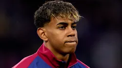Lamine Yamal of FC Barcelona looks on during the UEFA Champions League 2024/25 match between FC Barcelona and SL Benfica.