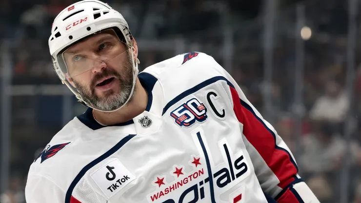 Alex Ovechkin #8 of the Washington Capitals during a 3-0 loss to the Los Angeles Kings at Crypto.com Arena on March 13, 2025 in Los Angeles, California.
