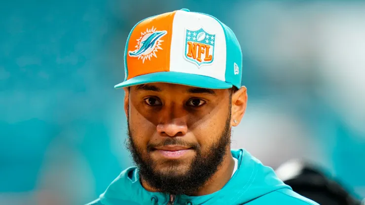 Tua Tagovailoa #1 of the Miami Dolphins warms up before a game against the Tennessee Titans at Hard Rock Stadium on December 11, 2023 in Miami Gardens, Florida.