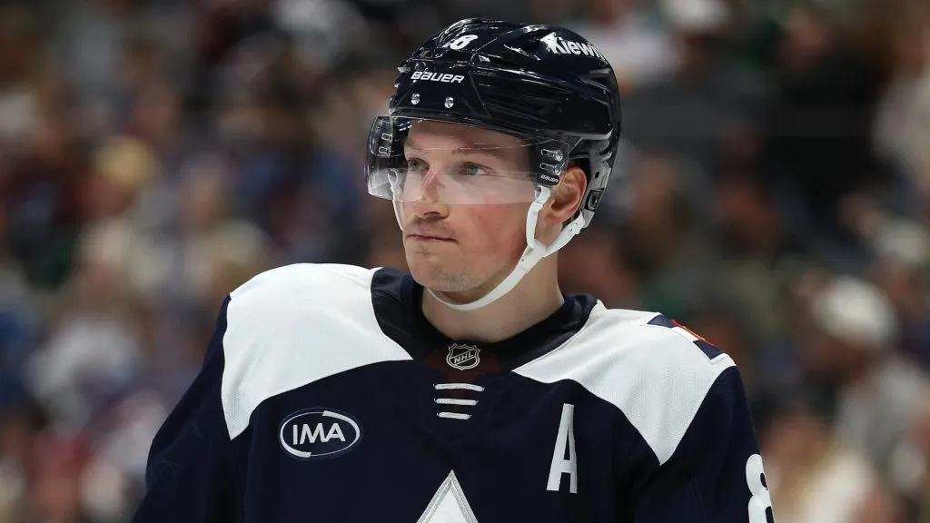 Cale Makar #8 of the Colorado Avalanche plays the Minnesota Wild in the third period at Ball Arena on February 28, 2025 in Denver, Colorado.