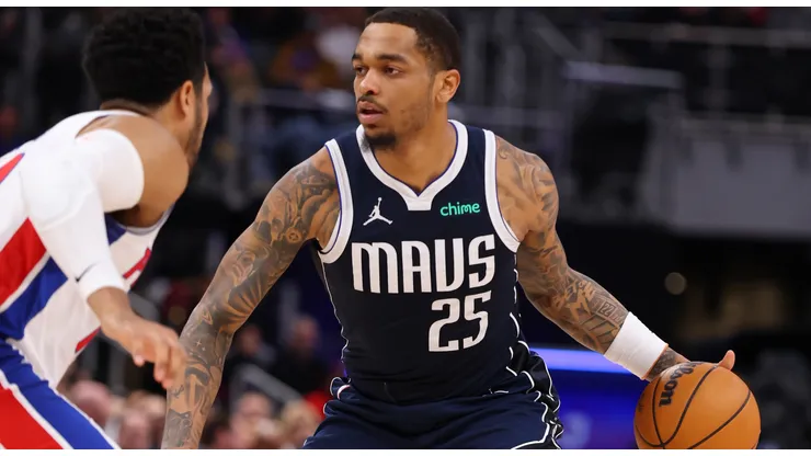 P.J. Washington #25 of the Dallas Mavericks plays against the Detroit Pistons at Little Caesars Arena on January 31, 2025 in Detroit, Michigan.