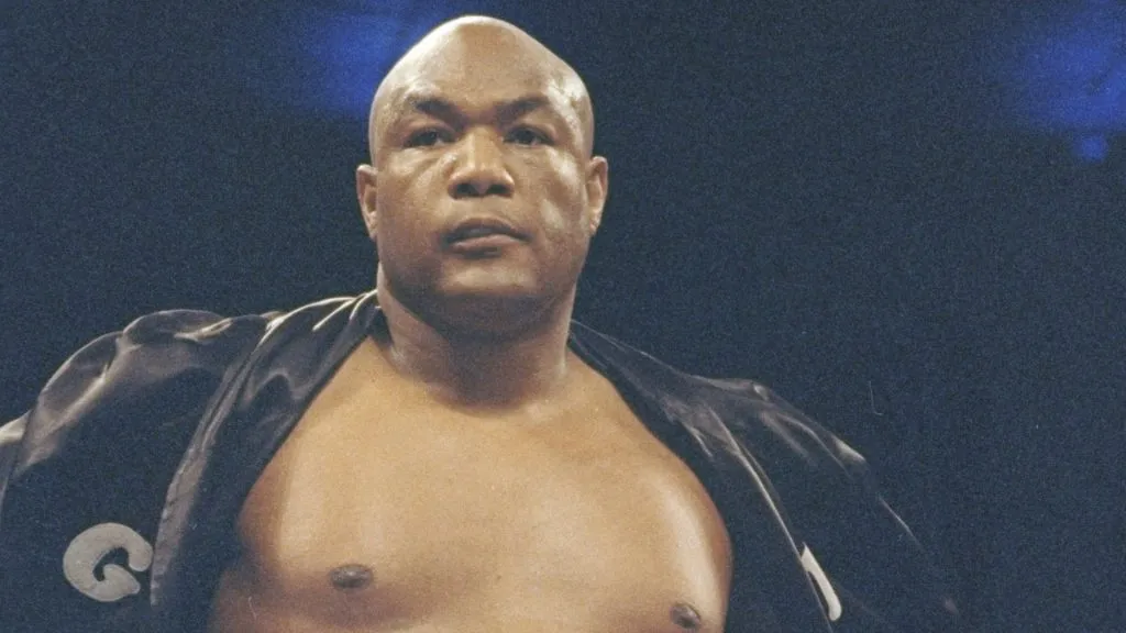 George Foreman looks on after his victory over Alex Stewart in 1992. (Source: Allsport / Getty Images)