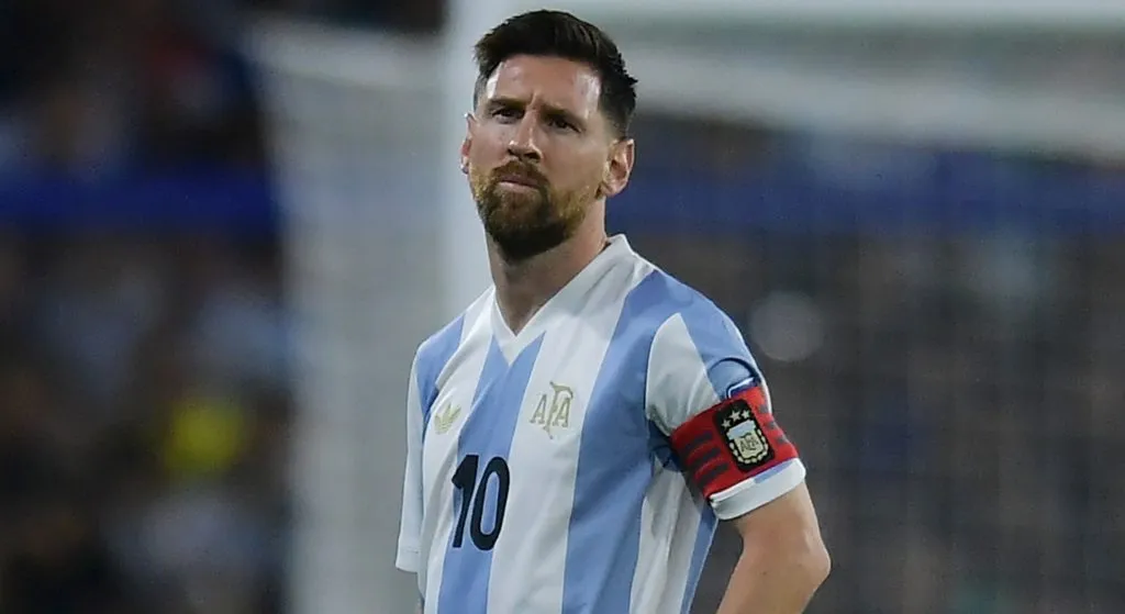 Lionel Messi of Argentina reacts during the South American FIFA World Cup 2026 Qualifier match between Argentina and Peru on November 19, 2024.
