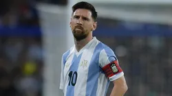 Lionel Messi of Argentina reacts during a World Cup 2026 Qualifier game.