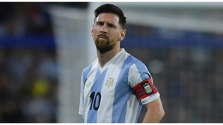 Lionel Messi of Argentina reacts during a World Cup 2026 Qualifier game.