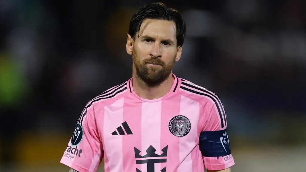 Lionel Messi #10 of Inter Miami CF reacts during the 2025 Concacaf Champions Cup Round of 16 Second Leg match between Cavalier SC and Inter Miami CF on March 13, 2025. (Source: Kevin C. Cox/Getty Images)