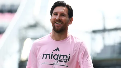 Lionel Messi of Inter Miami arrive prior to the MLS match between Inter Miami CF and Charlotte FC at Chase Stadium on March 09, 2025.