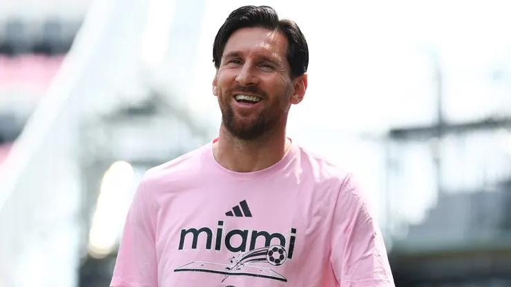 Lionel Messi of Inter Miami arrive prior to the MLS match between Inter Miami CF and Charlotte FC at Chase Stadium on March 09, 2025.