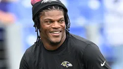 Lamar Jackson #8 of the Baltimore Ravens warms up prior to a game against the Detroit Lions at M&T Bank Stadium on October 22, 2023 in Baltimore, Maryland.