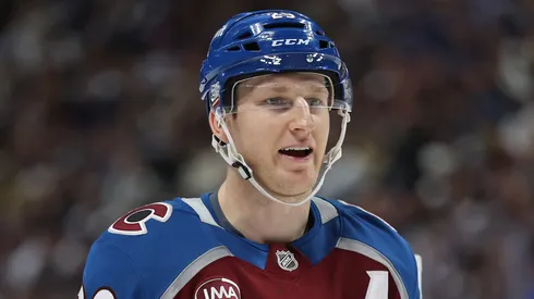 Nathan MacKinnon #29 of the Colorado Avalanche plays the New York Rangers in the third period at Ball Arena on January 14, 2025 in Denver, Colorado.