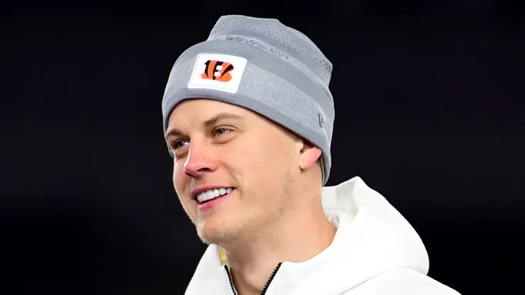 Joe Burrow speaks during a Cincinnati Bengals Fan Rally on February 07, 2022 in Cincinnati, Ohio.