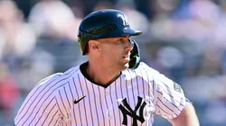 Paul Goldschmidt #48 of the New York Yankees runs to third base after hitting a double in the first inning against the Tampa Bay Rays during a Grapefruit League spring training game at George M. Steinbrenner Field on February 21, 2025 in Tampa, Florida.