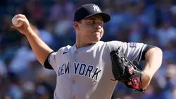 Michael King during this time with the New York Yankees pitches in the first inning against the Kansas City Royals at Kauffman Stadium on October 01, 2023 in Kansas City, Missouri.