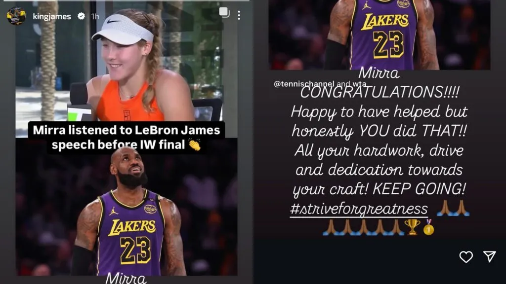 LeBron James’ message to Mirra Andreeva