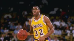 Guard Magic Johnson of the Los Angeles Lakers