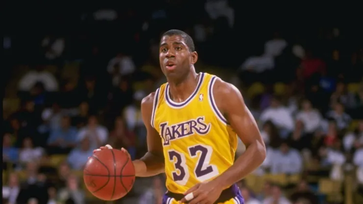 Guard Magic Johnson of the Los Angeles Lakers