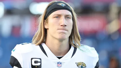 Trevor Lawrence #16 of the Jacksonville Jaguars against the Tennessee Titans at Nissan Stadium on December 12, 2021 in Nashville, Tennessee.
