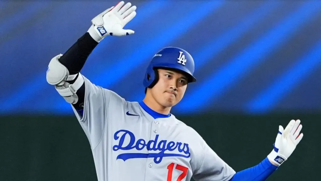 Shohei Ohtani celebrating a hit
