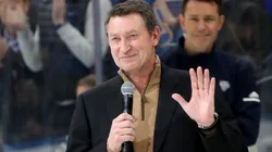 Wayne Gretzky addresses fans prior to the 2020 NHL All-Star Skills Competition at Enterprise Center on January 24, 2020 in St Louis, Missouri.