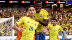 James Rodriguez of Colombia celebrates after scoring the team's second goal during the CONMEBOL Copa America 2024 quarter-final match between Colombia and Panama.