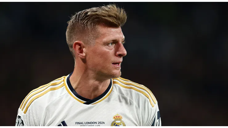 Toni Kroos of Real Madrid looks on during the UEFA Champions League 2023/24 Final match between Borussia Dortmund and Real Madrid CF at Wembley Stadium on June 01, 2024 in London, England.