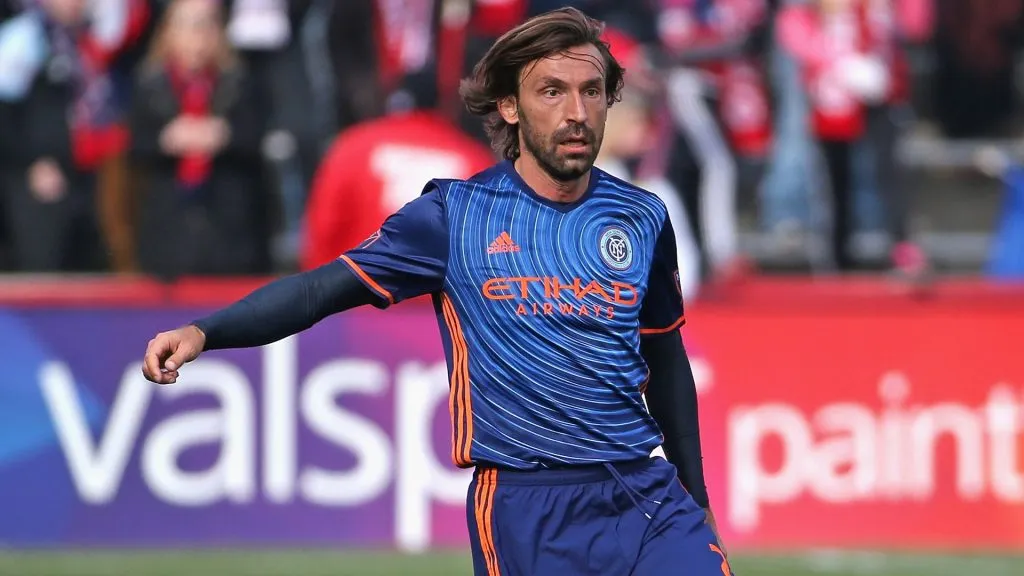 Andrea Pirlo #21 of the New York City FC controls th ball against the Chicago Fire at Toyota Park on March 6, 2016. (Source: Jonathan Daniel/Getty Images)