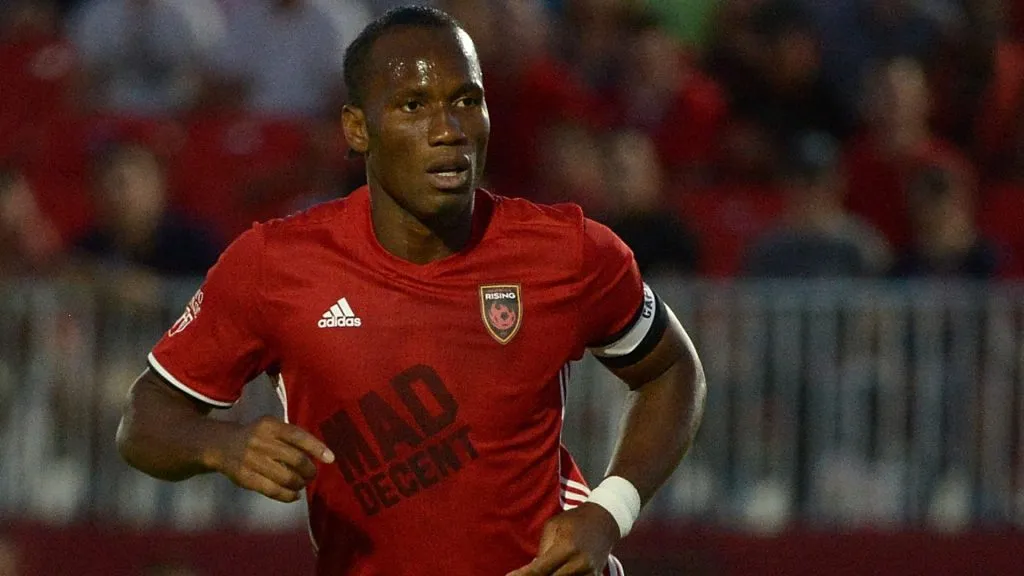 Didier Drogba #11 of Phoenix Rising FC runs on the field in the first half of the match against the Vancouver Whitecaps II at Phoenix Rising Soccer Complex on June 10, 2017. (Source: Jennifer Stewart/Getty Images)