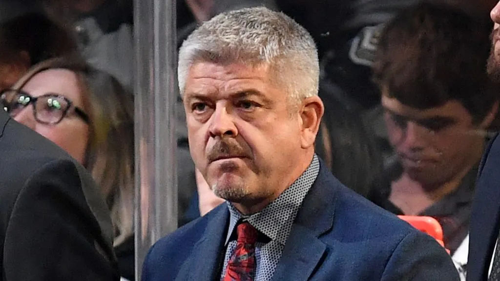 Head coach Todd McLellan of the Los Angeles Kings on the bench before the game against the Nashville Predators at Staples Center on October 12, 2019 in Los Angeles, California.