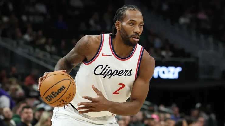Kawhi Leonard #2 of the LA Clippers handles the ball during a game against the Milwaukee Bucks at Fiserv Forum on February 20, 2025 in Milwaukee, Wisconsin.