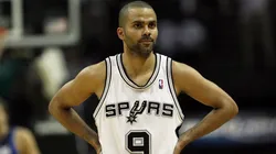 Guard Tony Parker #9 of the San Antonio Spurs during play with the Dallas Mavericks in Game One of the Western Conference Quarterfinals during the 2009 NBA Playoffs.
