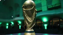 A detailed view of the FIFA World Cup trophy during a gala to celebrate the 125th anniversary of the German Football Association.