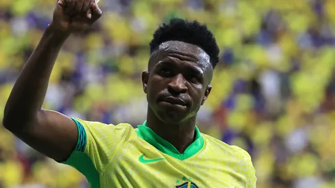 Vinicius Junior of Brazil celebrates after winning the South American FIFA World Cup 2026 Qualifier match between Brazil and Colombia