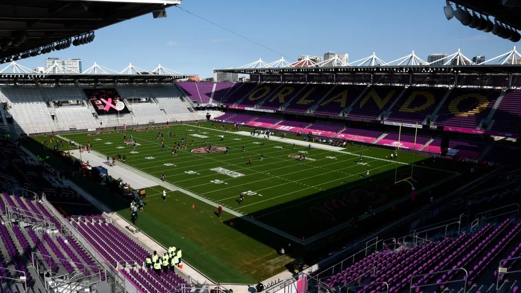 General view of the stadium prior to the game between the Troy Trojans and the UTSA Roadrunners during the Duluth Trading Cure Bowl at Exploria Stadium on December 16, 2022. (Source: Douglas P. DeFelice/Getty Images)