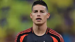 James Rodriguez of Colombia sings the national anthem prior to the South American FIFA World Cup 2026 Qualifier match between Brazil and Colombia at Mane Garrincha Stadium on March 20, 2025 in Brasilia, Brazil.