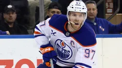 Connor McDavid #97 of the Edmonton Oilers skates against the New York Rangers at Madison Square Garden on March 16, 2025 in New York City.