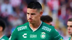 James Rodriguez of Leon looks on prior to the 12th round match between Necaxa and Leon as part of the Torneo Clausura 2025 Liga MX at Victoria Stadium on March 14, 2025 in Aguascalientes, Mexico.