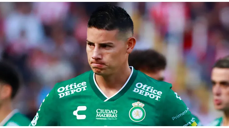 James Rodriguez of Leon looks on prior to the 12th round match between Necaxa and Leon as part of the Torneo Clausura 2025 Liga MX at Victoria Stadium on March 14, 2025 in Aguascalientes, Mexico.