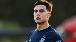 Paulo Dybala of Argentia reacts during a training session of Argentina national team at Lionel Messi Training Camp.