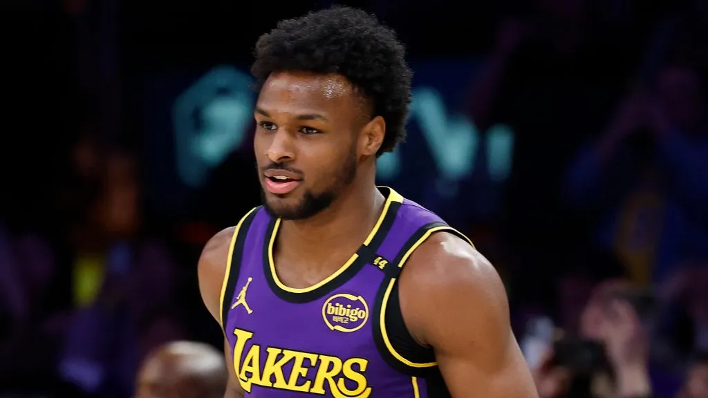 Bronny James #9 of the Los Angeles Lakers at Crypto.com Arena.