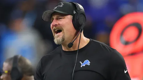 Head coach Dan Campbell of the Detroit Lions while playing the Minnesota Vikings at Ford Field on January 05, 2025 in Detroit, Michigan.